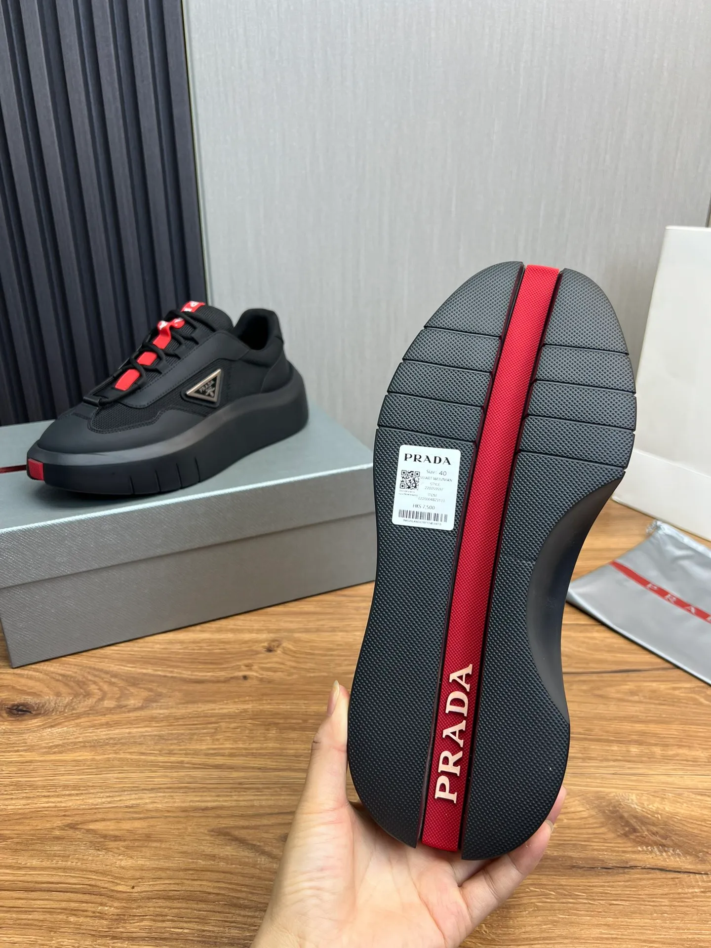 Men's shoes 💰620💰 [PRADA] Men's shoes are popular in the counter, official website is synchronized, high-quality shipments ✔️Original cowhide stitching mesh + cowhide lining, 1🆚1 replica, original original bottom, 38-45 (45 customized, non-refundable)